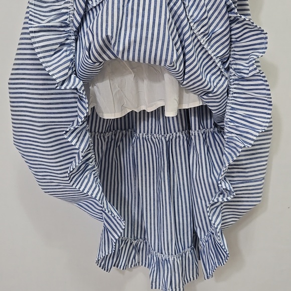 Lulu's Gleeful Getaway Nautical Striped Linen One Shoulder Midi Dress Size S - Picture 14 of 16